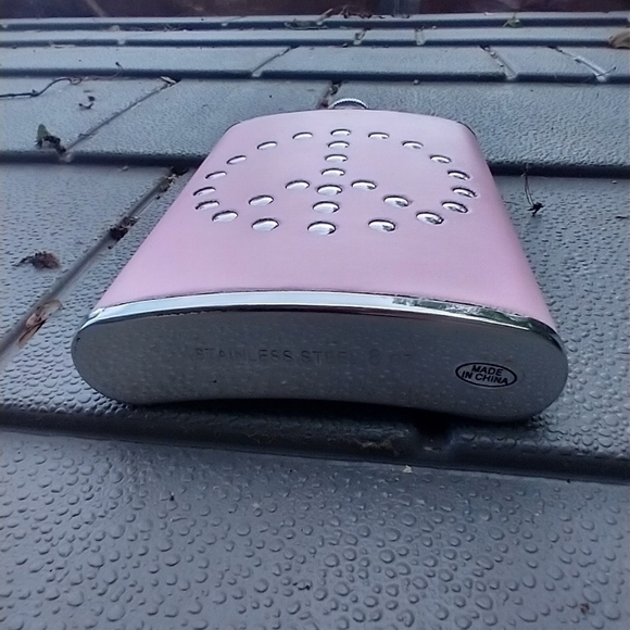 Drinking flask stainless steel 8oz. Pink peace si - Picture 4 of 4